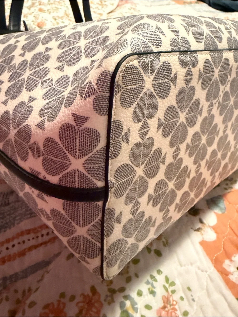 Kate Spade signature spade flower large tote with black trim